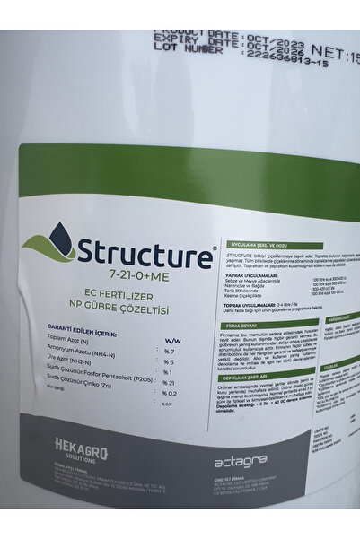 Hekagro Solutions Hekagro Structure 7-21-0 Sıvı Taban Gübresi 15 LT