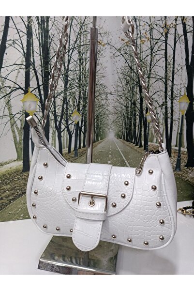 thegirlhouse Geantă de umăr pentru femei cu curea de lanț cu capse