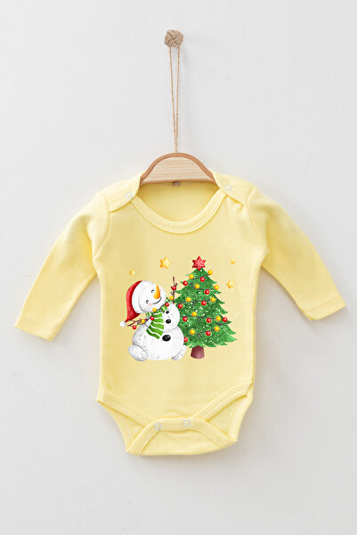 ADABEBEK 100% Cotton Snowman Christmas Long Sleeve Bodysuit Baby Bodysuit