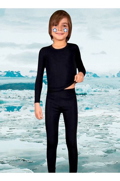 Tutku Boy's Thermal Top-Bottom Set Suit Black