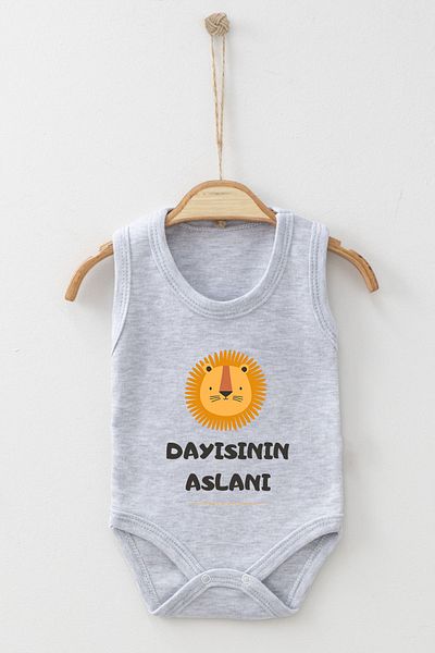ADABEBEK 100% Cotton Organic Uncle's Lion Strappy Bodysuit Baby Bodysuit