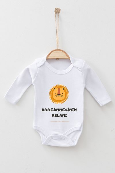 ADABEBEK 100% Cotton Organic Grandmother's Lion Long Sleeve Bodysuit Baby Bodysuit