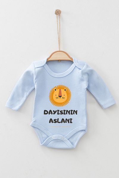 ADABEBEK 100% Cotton Organic Uncle's Lion Long Sleeve Bodysuit Baby Bodysuit