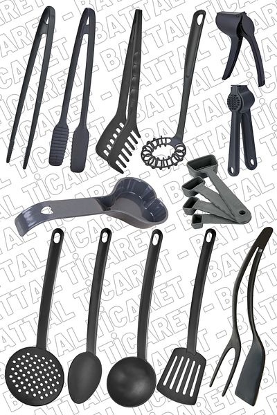 ÖzSa Home 13 Piece Fireproof Non-Stick Teflon Serving Set Ladle Colander Walnut Cracker Plastic Serving Set