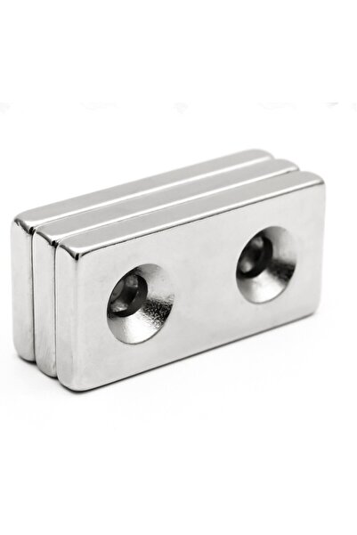 Hdg 2 adet Köşeli Neodyum Mıknatıs 40x20x5 mm Delik Çapı D10/D5mm - ÇİFT havş...