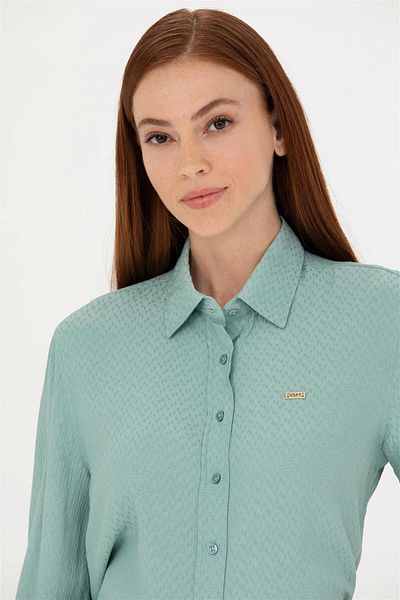 U.S. Polo Assn. Γυναικείο μακρυμάνικο πουκάμισο μέντας ELİFSU BUTİKHOME