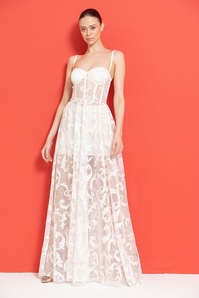 Kikiriki Strappy Long Guipure Dress