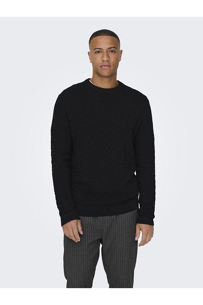 Only & Sons Onskalle Reg 12 Struc Crew Knit Noos 22026559 Black