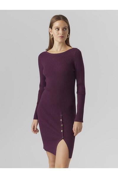 Vero Moda Strickkleid VMABA DÜĞMELİ LS KAYIK YAKA ELBİSE GA EXC