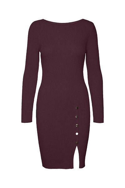 Vero Moda Strickkleid VMABA DÜĞMELİ LS KAYIK YAKA ELBİSE GA EXC