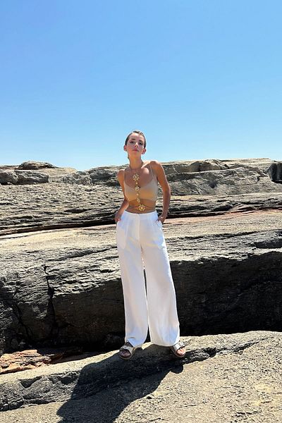Seda Yalçın Atelier White Clamp Detail Tnsl Fabric Trousers