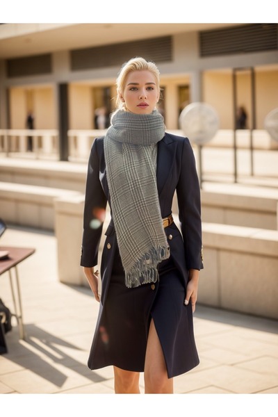 new ats Σάλι ώμου διπλής όψης με καρό σχέδιο