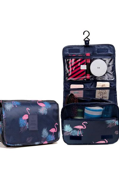 SONREYON Multifunctional Hanging Makeup Bag with Flamingo Pattern (Large Size)