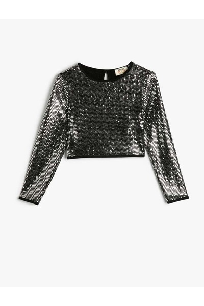 Koton Mädchen-Basic-T-Shirt mit Rollkragen, schmal, langärmlig, gerippte Baumwolle, GRAU