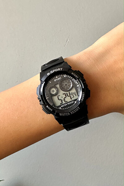 pierrose Unisex Siyah Silikon Kordon Dijital Ekran Spor Çocuk Kol Saati