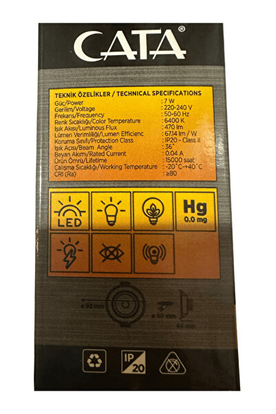 Cata CT-5204 7W 6400K (Beyaz Işık) Akik Sıva Altı Led Spot (4 Adet)