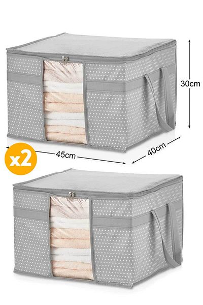 Serstil 2 Pieces - Window Sweater Bag 45 x 40 x 30 cm - Gray Spotted
