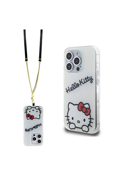 Hello Kitty Apple Iphone 15 Pro Uyumlu Kılıf Lisanslı Askılı Yazı Ve Ikonik L...