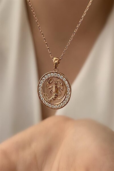 Ziu 925 Ayar 2,9 gram Akrep Burcu Rose Kolye