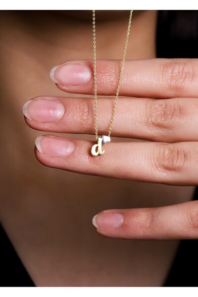 Ziu 925 Ayar El Yazılı Harfli Ve Kalpli D Kadın Gümüş Kolye (uzunluk 42 Cm) H...