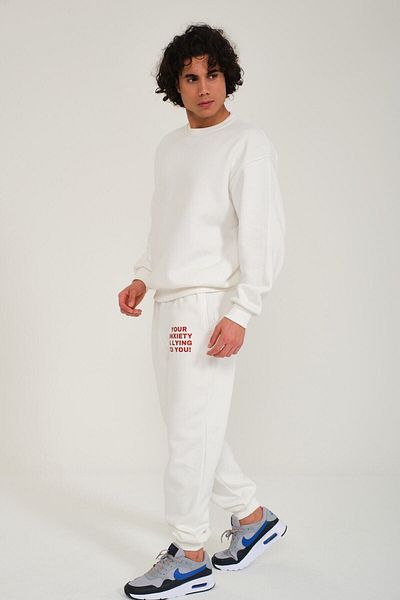 PURE EFFECT Το άγχος σας που ψέματα σε σενάκι Basic Crew Neck Σετ αθλητικών παντελονιών