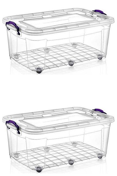 Polytime 2 Pieces 80 Liter Wheeled MAXI Multi Box Storage Box - E-515-2
