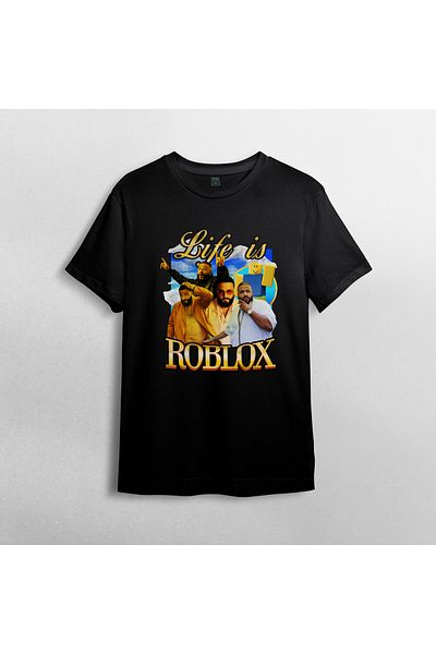 Pixxa Roblox Life - Dj Khaled Crew Neck 100% Cotton T-Shirt Model
