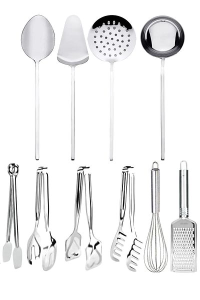 Trouvaille Practical Home Utensils Set Serving Tongs Set Ladle Colander Set Spatula Colander Ladle Set Tongs Set