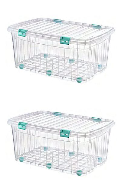 Polytime 2 Pieces of 90 Litre Mega Multi Box Transparent Storage Box - E-520-2