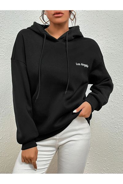 JDM Суитшърт с качулка и принт Los Angeles Custom Design Regular Fit
