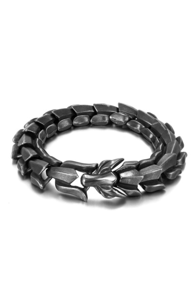 Viking سوار من الفولاذ المقاوم للصدأ والتشويه 316L بتصميم التنين من Ouroboros