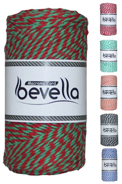 Bevella Macrame Cord 200 g Premium Red Green Martentica String - Gift Packaging Included