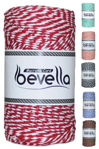Bevella Macrame Cord Red White Premium Pack 200g Gift Packaging
