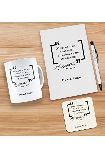 Bk Gift Kişiye Özel İsimli Öğretmenler Günü Tasarımlı Beyaz Defter, Tükenmez ...