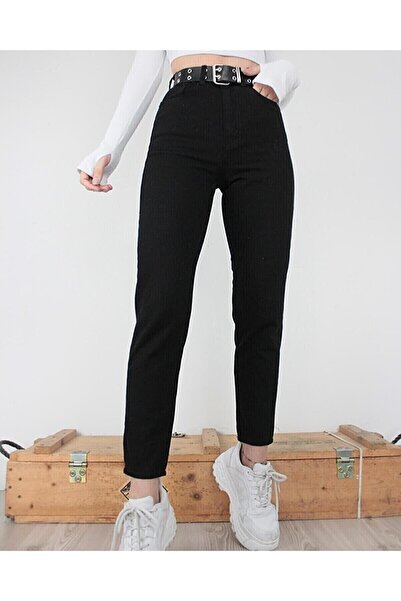 MAKRAS EXCLUSIVE Lisa Γυναικεία Μαύρα Ψηλόμεση Mom Jeans - Lycra Full Fit