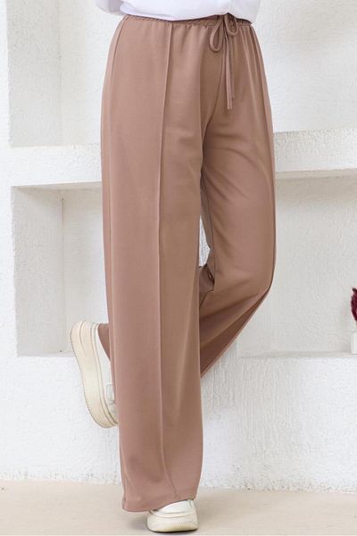 benguen 3042-1 Ελαστική μέση με χαλαρό κόψιμο casual παντελόνι Mink