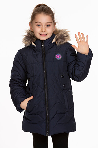 COOL PINK Girl's Woven Standard Double Pocket Zippered Thick Beige Hooded Coat