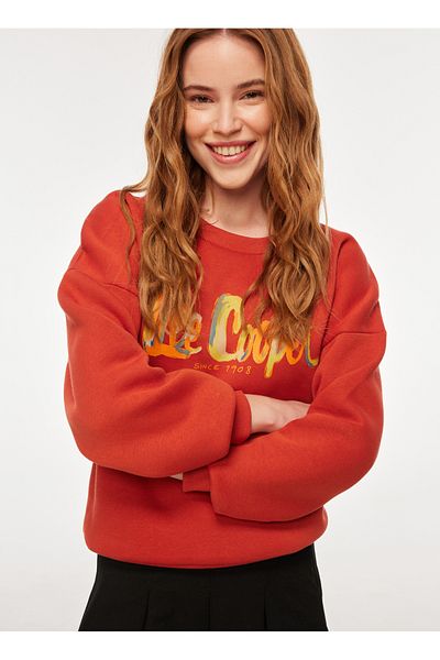 Lee Cooper O Collar Cinnamon Women's Sweatshirt 241 Lcf 241001   Tila Cinnamon