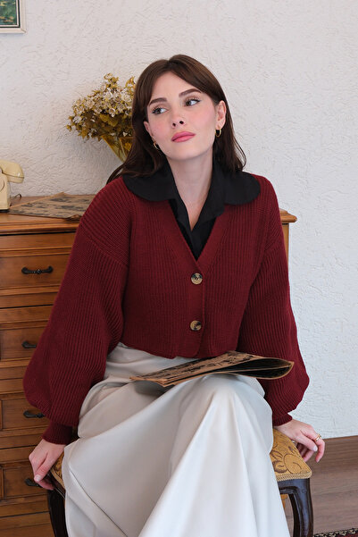 Ceylan Otantik Leather Skirt - Balloon Sleeve Knitwear Cardigan