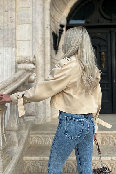 MAKRAS EXCLUSIVE Pantaloni Skye cu talie înaltă, spălat cu zăpadă, cu fante din lycra