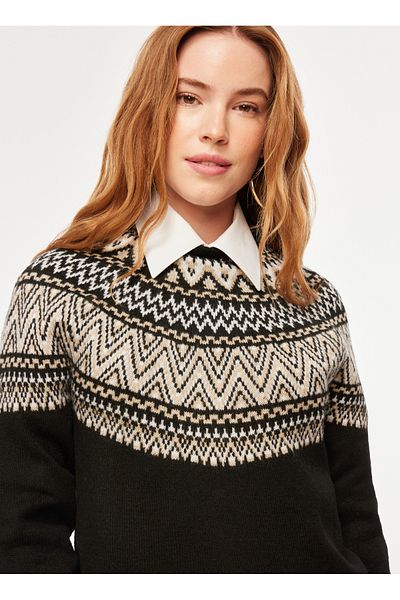 Lee Cooper Карирана яка - Основен черен пуловер | ALISA BLACK 241 LCF 261004