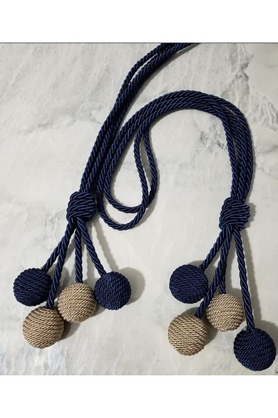 Akcan Dark Blue Mink Color Octopus Short Bracelet with 4 Balls