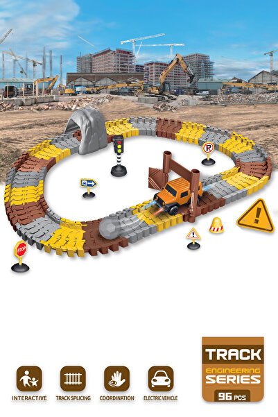 Kayyum Oyuncak 96 Parça İnşaat Temalı Hareketli Raylar Araçlı İnşaat Tracks