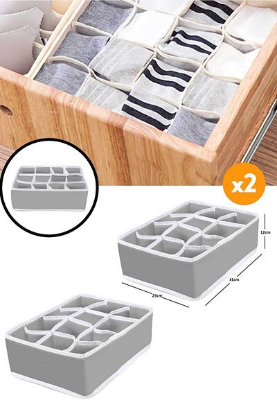 Serstil 2 Anthracite Drawers - Classic Organizer with 12 Compartments