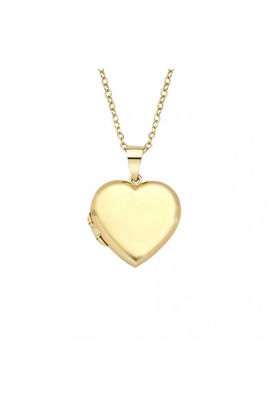 Altın Sepeti Altın Resimlik Kapaklı Kalp Madalyon Kolye