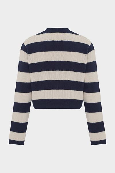 Açelya Okcu Ζακέτα Premium Crew Neck ριγέ Crop Knitwear