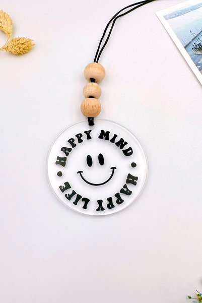 lusidadesign Happy Mind Happy Life Rearview Mirror Plexi Car Ornament