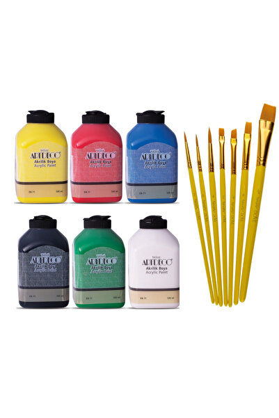 Artdeco Akrilik Boya 500 Ml 6'li Set + Fanart No:3 Fırça Set