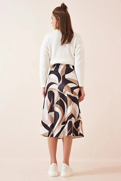 afeta Fusta cu model bej satinat