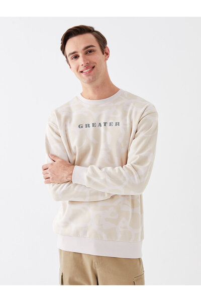 LC Waikiki Ανδρικό φούτερ - Crew Neck, Μακρυμάνικο, εμπριμέ